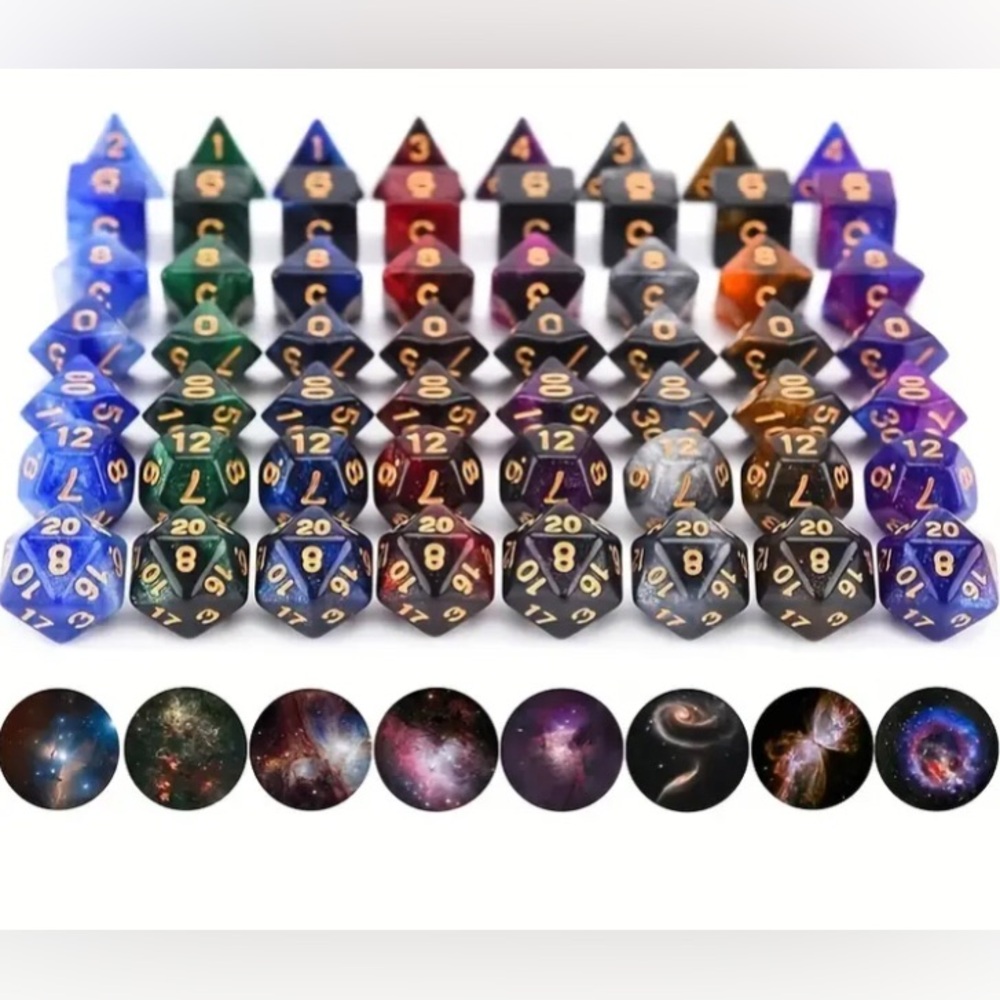 Galaxy Style Game Dice in 8 Color Sets